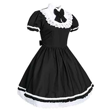 Women Girls Classic Princess Gothic Dress Halloween Cosplay Maid Dresses Anime Party Costumes XL Bla...