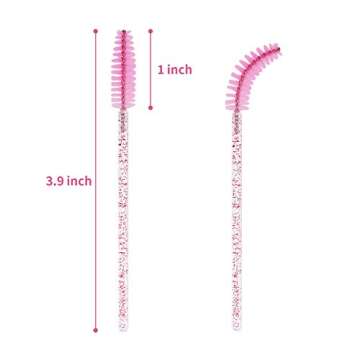 CHEFBEE 100PCS Disposable Eyelash Brush, Mascara Wands Makeup Brushes Applicators Kits for Eyelash Extensions and Eyebrow with Container (Light Pink)