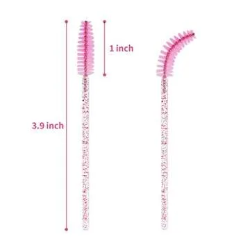 CHEFBEE 100PCS Disposable Eyelash Brush, Mascara Wands Makeup Brushes Applicators Kits for Eyelash Extensions and Eyebrow with Container (Light Pink)