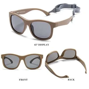 HJSTES Polarized Baby Sunglasses for Toddler Boys Girls, TPEE Flexible Frame with Strap, for Infant ...
