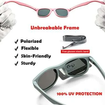 HJSTES Polarized Baby Sunglasses for Age 0-3 - UV Protection & Style