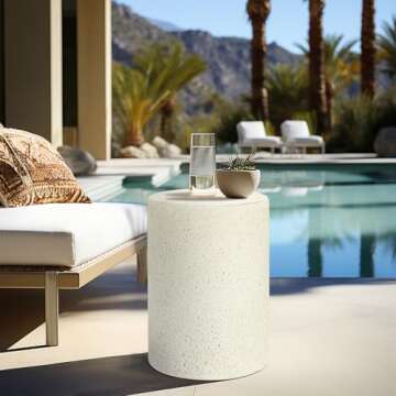 LuxenHome Stylish 18 Inch Outdoor Side Table