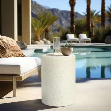 LuxenHome Stylish 18 Inch Outdoor Side Table