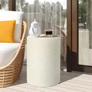 LuxenHome Stylish 18 Inch Outdoor Side Table