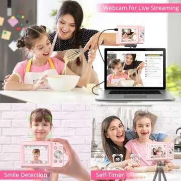 Digital Camera,1080P 44MP Digital Cameras, Digital Point and Shoot Camera for Kids with 16X Zoom, Anti-Shake, Compact Small Travel Camera for Beginner Children Boys Girls Teens Gift