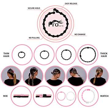 PRO Hair Tie - Easy-Release Clasp - Secure Hold - No Damage - Great for ANY Active Lifestyle (Flamingo Pack of 8)