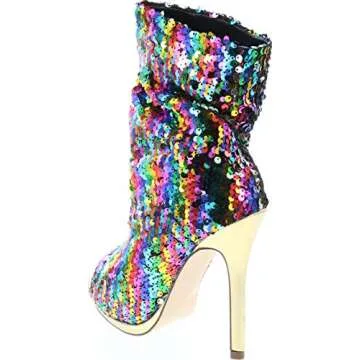 Dazzling Liliana Sequins Peep Toe High Heel Booties