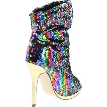Dazzling Liliana Sequins Peep Toe High Heel Booties
