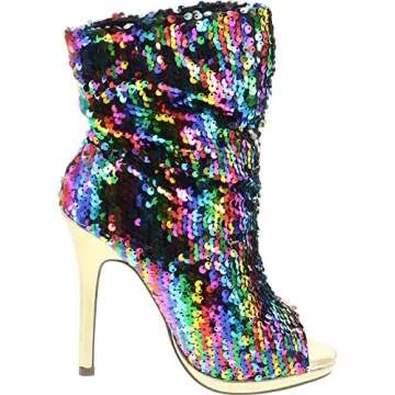Dazzling Liliana Sequins Peep Toe High Heel Booties