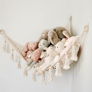 Sasa Baby and Toddler Macrame Toy Hammock for Stuffed Animals - Plushie Toy Hammock for Baby Nursery...
