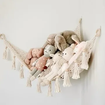 Sasa Baby and Toddler Macrame Toy Hammock for Stuffed Animals - Plushie Toy Hammock for Baby Nursery...