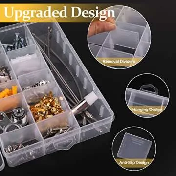 2 Pack 24 Grids Clear Plastic Organizer Box, Storage Container with Adjustable Divider, Craft and Bead Storage Organizer Box for DIY Jewelry Tackles with 2 Sheets Label Stickers
