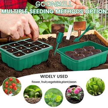 Seed Starter Tray with Grow Light, 5 Packs Plant Starter Tray Seedling Starter Kit with Humidity Domes Base Indoor Greenhouse Mini Propagator Station for Seeds Growing Starting (12 Cells per Tray)