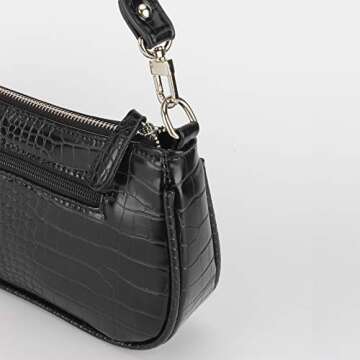 Retro Crocodile Effect Handbag - Chic Faux Leather Purse