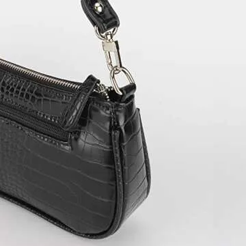 Retro Crocodile Effect Handbag - Chic Faux Leather Purse