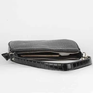Retro Crocodile Effect Handbag - Chic Faux Leather Purse