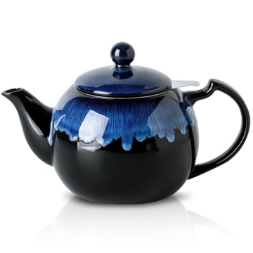 KOOV Nebula Blue Tea Pot with Infuser - 34 oz Ceramic Teapot for 6 Cups