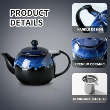 KOOV Reactive Glaze Ceramic Teapot - 34 oz Essential