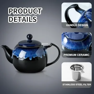 KOOV Reactive Glaze Ceramic Teapot - 34 oz Essential