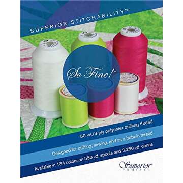 Superior Threads So Fine 3-Ply 50 Weight Sewing Thread 550 Yards