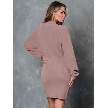 Trendy LILLUSORY Fall Women's Mock Neck Sweater Dress