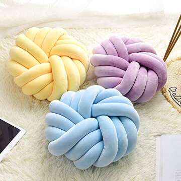 Mauuwy Knotted Throw Pillow - 14" Velvet Round Decorative Cushions