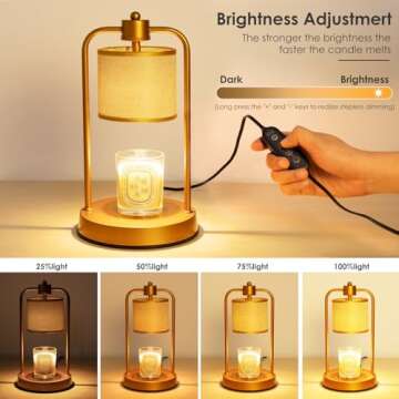 FullyCare Candle Warmer Lamp Electric with Timer: Wax Melts Warmer - Dimmable Candle Wax Warmer Elec...