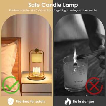 FullyCare Candle Warmer Lamp Electric with Timer: Wax Melts Warmer - Dimmable Candle Wax Warmer Electric Candle Warmer with Replacement Bulbs, Bedroom Home Decor Compatible with Various Candles-Linen