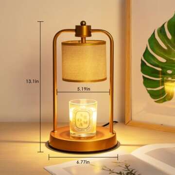 FullyCare Candle Warmer Lamp Electric with Timer: Wax Melts Warmer - Dimmable Candle Wax Warmer Electric Candle Warmer with Replacement Bulbs, Bedroom Home Decor Compatible with Various Candles-Linen