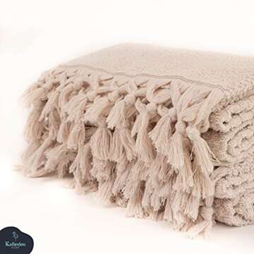 100% Cotton Organic Turkish Luxury Bath Towel for Bathroom | Eco-Friendly | Luxuriously Soft Touch | Higly Absorbent, Quick Dry and Odor Resistant | Machine Washable (Beige, Bath Towel)
