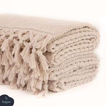 100% Cotton Organic Turkish Luxury Bath Towel for Bathroom | Eco-Friendly | Luxuriously Soft Touch | Higly Absorbent, Quick Dry and Odor Resistant | Machine Washable (Beige, Bath Towel)