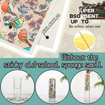 6 Pcs Swedish Dishcloth for Kitchen Swedish Dish Towels Reusable Paper Towels Swedish Sponge Cleaning Cloths Wipes Super Absorbent Quick Drying Washable No Odor Decorative Hand Towel