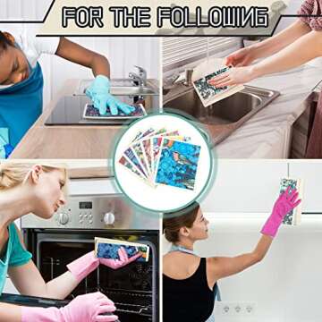 6 Pcs Swedish Dishcloth for Kitchen Swedish Dish Towels Reusable Paper Towels Swedish Sponge Cleaning Cloths Wipes Super Absorbent Quick Drying Washable No Odor Decorative Hand Towel