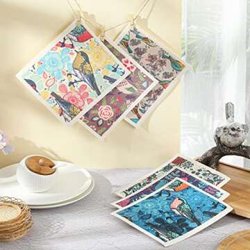 6 Pcs Swedish Dishcloth for Kitchen Swedish Dish Towels Reusable Paper Towels Swedish Sponge Cleaning Cloths Wipes Super Absorbent Quick Drying Washable No Odor Decorative Hand Towel