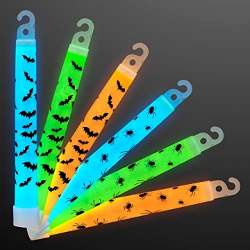 25 Bats & Spiders Glow Sticks - Safe Halloween Fun!