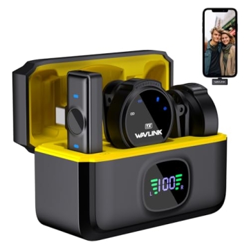 WAVLINK Wireless Lavalier Microphone for iPhone 15 Android Vlog, Clip on Lapel Dual Mic System & USB...