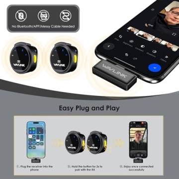 WAVLINK Wireless Lavalier Microphone - Dual Mic System