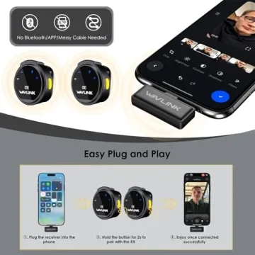 WAVLINK Wireless Lavalier Microphone - Dual Mic System