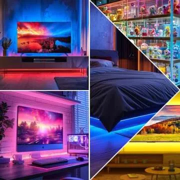 PANGTON VILLA Led Strip Lights, 14.3ft for 65-75in TV, USB LED TV Backlight Kit with 24 Keys Remote - 16 Color Changing with RGB 5050 LED Beads Bias Lighting for HDTV