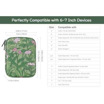 Vinabilia 6-7 Inch Sleeve Carrying Case for 7" Kindle Colorsoft Signature Edition and All-New Kindle...