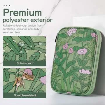 Vinabilia 6-7 Inch Sleeve Carrying Case for 7" Kindle Colorsoft Signature Edition and All-New Kindle Paperwhite, Protective Sleeve Cover Pouch Bag for 6" Kindle/Kindle Oasis/E-Reader, Papaver Rhoeas