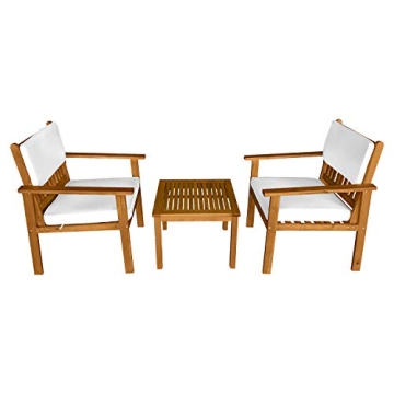 3-Piece Acacia Wood Patio Bistro Set Patio Furniture Outdoor Chat Conversation Table Chair Set Outdo...