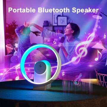Depulat Bluetooth Speaker Night Light with Wireless Charger