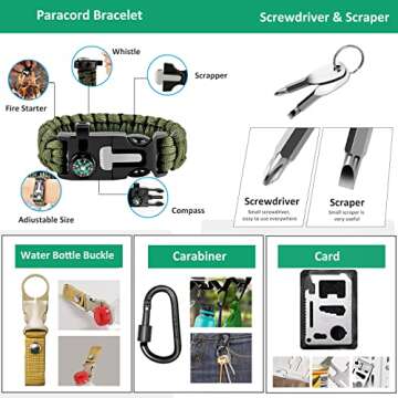 Gifts for Men Dad Husband, Survival Gear and Equipment Kit 37 in 1, Cool Gadget Tactical First Aid Supplies Tool Kit for Emergency Tactical Hiking Hunting Disaster Camping Adventures
