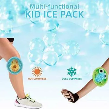 Large Kids Boo Boo Ice Pack,2 Packs Cute Heat Cold Gel Beads Packs for Kid's Fever,Pain Relief,Wisdom Teeth,First Aid and Neck, Head, Arms, Legs Injuries.