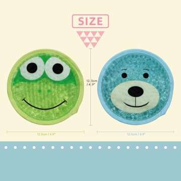 Large Kids Boo Boo Ice Pack,2 Packs Cute Heat Cold Gel Beads Packs for Kid's Fever,Pain Relief,Wisdom Teeth,First Aid and Neck, Head, Arms, Legs Injuries.