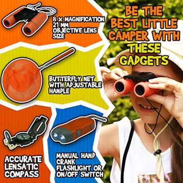 Kids Explorer Kit - Adventure Set with Bug Catcher Kit, Kids Binoculars & Safari Hat - Ideal Toy for Outdoor, Camping and Nature Exploration - Fun Gift for Boys & Girls Ages 4 to 12 - The Wild Child