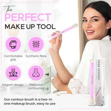 Katelia Beauty Precision Duo Contour Brush - U-Shaped for Easy Makeup Application