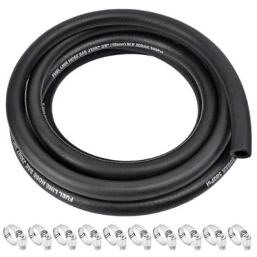 5/16 Inch ID Fuel Line Hose - 10FT Marine Grade with Clamps