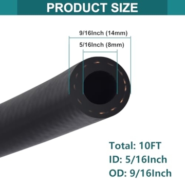 10FT 5/16 Inch Fuel Line Hose with Hose Clamps